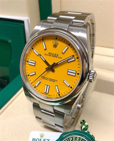 rolex yellow dial oyster perpetual|oyster perpetual datejust 41.